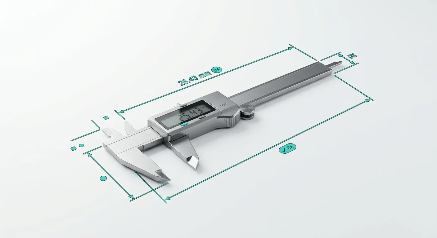 Digital caliper with OmniDimension measurement overlay
